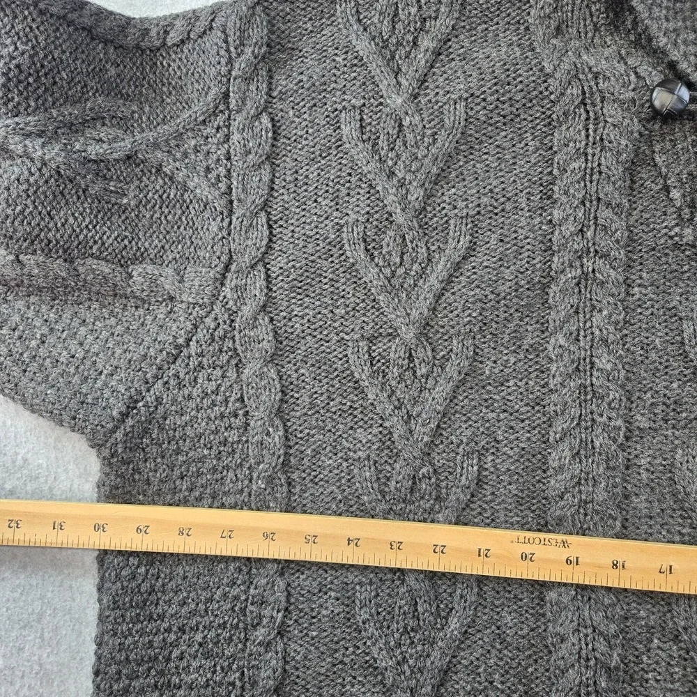 SAOI Sweater Mens M Gray Collared Cable-Knit‎ Pullover Heavyweight Wool Pockets